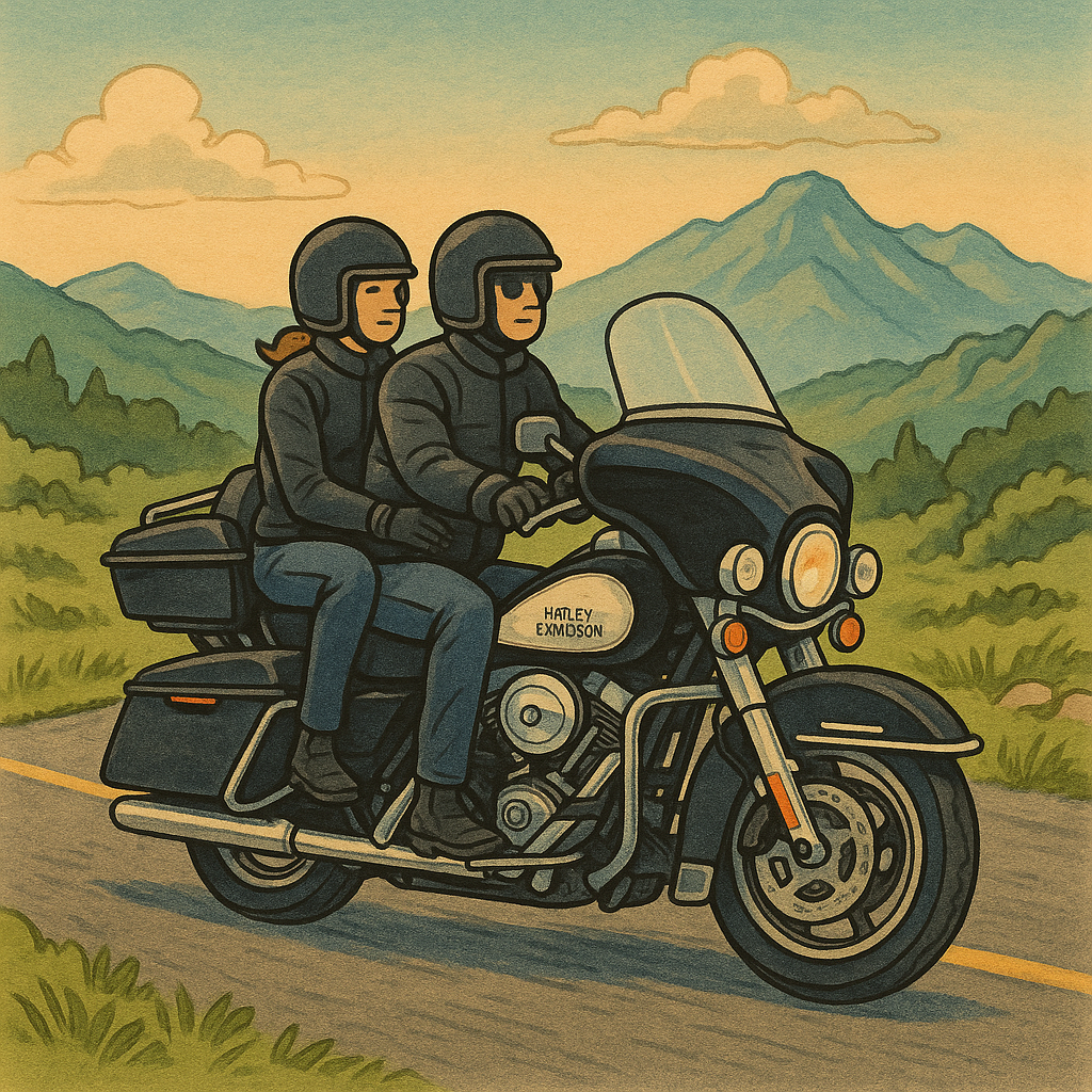 couple on harley touring clip art